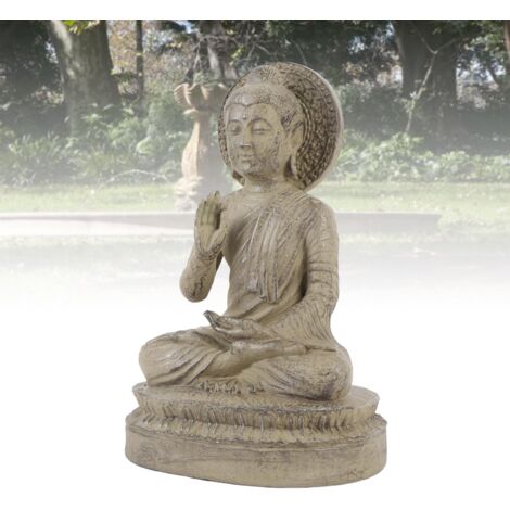 Statue Zen Resin Type 2 pour Décor - Figurine Vintage Jardins et Intérieur - Matériau Résistant et Coloris Gris Pierre Antique - Pièce Unique pour la Méditation (1/5)