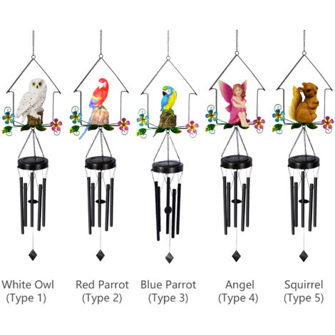 【Solar Wind Chimes】Hanging Solar Wind Chimes avec LED intégrée, luminaire automatique et waterproof pour jardin/patio/terrasse, hook inclus (6-8h lumière, IP65, AA Ni-MH 600mAh) (1/5)