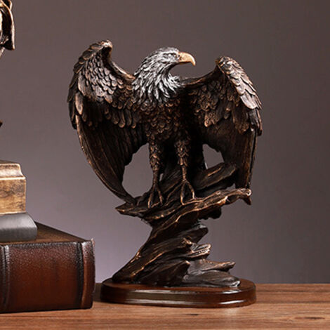 Statue de Résine Éagle Vintage Décorative pour Bureau - Modèle Grand Éagle Figurine en Résine - Durable et Vivid 15x10x24.5cm (1/5)