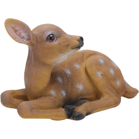 Statue Animale Sculpture Cerf Sika Décoration Jardin Résine Environnementale 2Pcs 17cm (1/5)