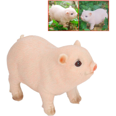 Sculpture animale pour jardin de la Collection Petit Cochon - Statue de cochon décoratif en résine durable pour extérieur - Ensemble miniature rose pour décoration de cour et pelouse, 214g, 12x6x8cm (1/5)