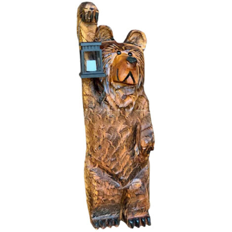 Statue de jardin résine ours cèdre porte bougie 20×8×7cm (1/5)