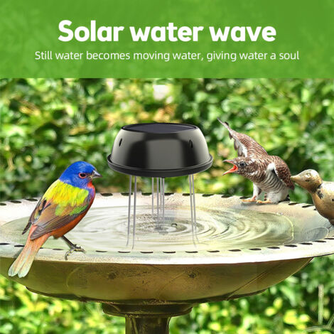 Oxygénateur Solaire Agitateur pour Bassins de Jardins et Oiseaux - Agitateur d'eau sans Batterie à Panneau Solaire 5V 0.5W ABS + Métal Noir 130x120mm avec Support U/L