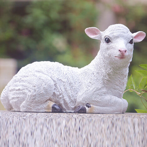 Statue de Berger-Resin Nature Mouton Mignon Lifelike-Lamb Figurine Indoor Outdoor Decoration Garden Sculpture Art Hand Made (1/5)