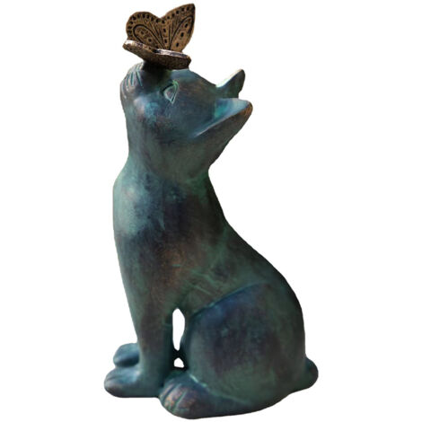 Statue de jardin Sculpture de chat en résine bleue Dimensions 14x8x20cm Figurine décorative durable pour patio (1/5)