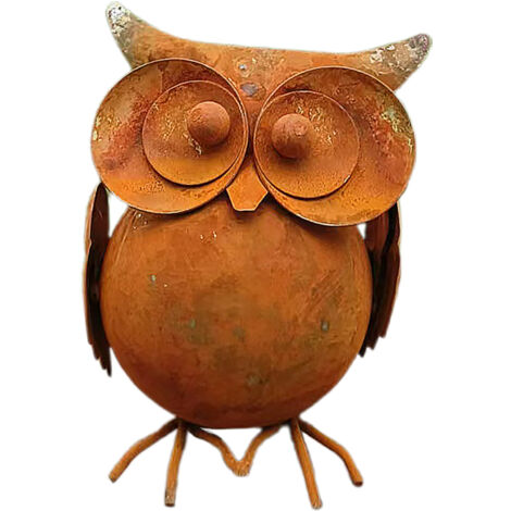 Décoration rustique owl 3D - Ornement de jardin métal antique - Cymbales auto, bouquets main, pots gourde, plantes simulées eucalyptus/lemon (1/5)