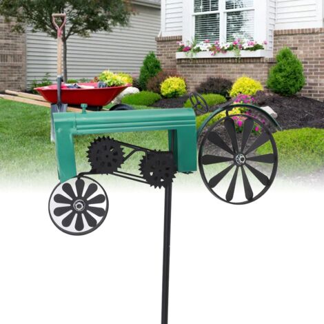 Girouette Tracteur Vintage avec Roues Tournantes en Métal pour Décor de Jardin et Pelouse (1/5)