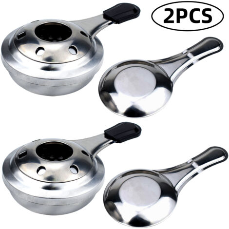 Bruleur Mini 2-PCS Ajustable pour Fondue - Réchaud Camping Compact Stainless Steel avec Réglage de Flamme, Portable (135g) pour Intérieur et Extérieur