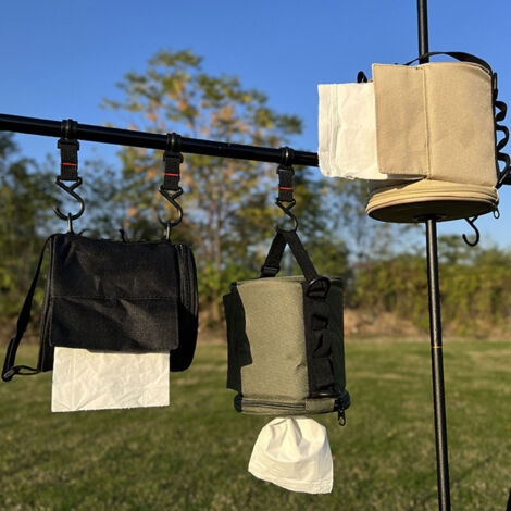 Porte-Rouleau de Papier Hygiénique Portable Oxford/Pearl Cotton Imperméable et Hanging pour Camping/Hiking/Pique-nique Marron (1/5)