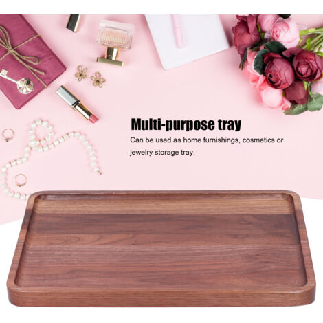 Plateau de Service en Bois de Noix, Plateau Rectangulaire pour Fruits et Desserts, Plateau BBQ Wooden Accessoire pour Barbecue, Stockage et Transport des Accessoires de Cuisine, Taille 34x23cm, Matéri (1/5)