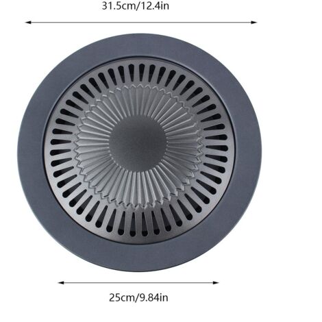 Grill en fonte avec grille et couvercle - Casserole à barbecue avec revêtement antiadhérent PIFE, dimensions 31.5x25 cm, incluant 1 silicone et 1 pince (1/5)