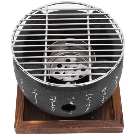 Barbecue Charcoal Portable Mini Folding BBQ Grill de Cuisine Japonais Style Cuisine Camping Picnic Familial Multifonction Aluminium Alloy Bois Composite 60x22x32cm Gris (1/5)