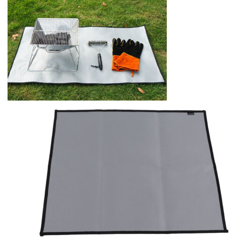 Tapis de BBQ Silicone Anti-Flammes Tapis Isolant Haute Température 1 Tapis & 1 Sac de Stockage Pour Camping, Grill, Terrasse (1/5)