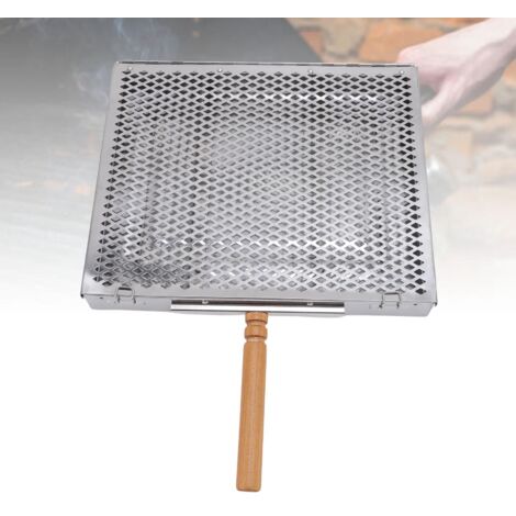 Panier de Grillades BBQ en Acier Inoxydable Portable avec Diviseurs Amovibles pour Fish Meat Vegetables Single Handle en bois Taille: 30.5x4x25.5cm/12.0x1.6x10.0in Complet 1 Panier Grill 2 Diviseurs (1/5)