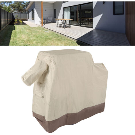 Housse de Grill BBQ Outdoor [420D Oxford Argenté] - Protège Contre l'eau et la Poussière, Beige/Brun, 104x68.5x124cm avec Sac de Rangement + Kit Bamboo Skewers (100g) (1/5)