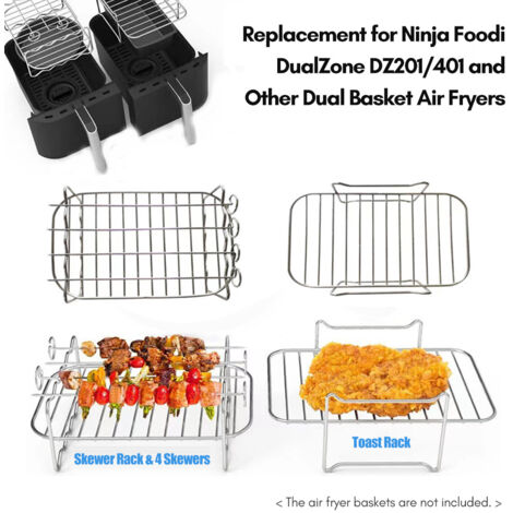 Ensemble d'Accessoires pour Friteuse à Air, 6 PCS, 8 Pouces Antiadhésif, Barrel de Cuisson, Pan Pizza, Pan Cupcake, Grille Toast, Pince Alimentaire, Compatible avec les modèles DZ201/401 et Friteuses (1/5)