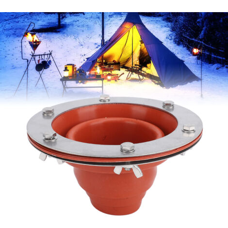 Kit de Passepolet pour Tente avec Manchon en Silicone Haute Température 280°C, Compatible avec Pipes Triple Wall Diamètre 4.5-10cm, Orange et Inox (1/5)