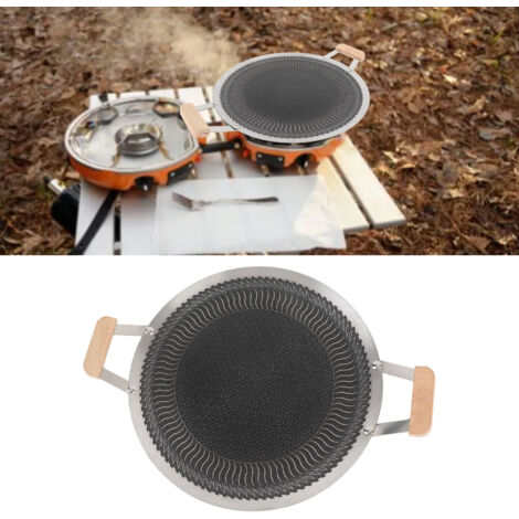 Plateau de grillade BBQ coréen Construction stainless steel et antiadhérent Diffusion thermique uniforme 34cm pour cuisson multifonction Facile à nettoyer et à stocker (1/5)