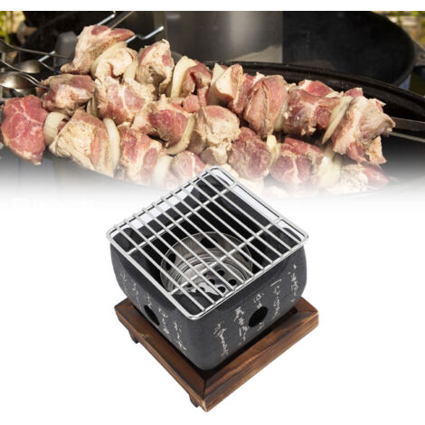 Barbecue Portable Mini en Alliage d'Aluminium - Poêle à Charbon Japonais Multifonction pour Famille, Grande Surface de Grill 5.9x5.9 Pouces (1/5)