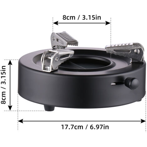 Réchaud de camping portable mini : combustible alcool, acier inoxydable, léger 600g, anti vent, puissance ajustable 17.7cm, noir (1/5)