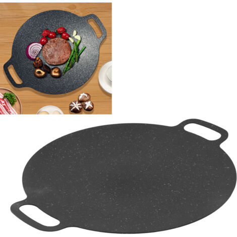 Poêle BBQ ronde Korean Grill 25cm antiadhésive fer avec revêtement minéral silicate pour cuisson extérieur et intérieur grande capacité 1kg