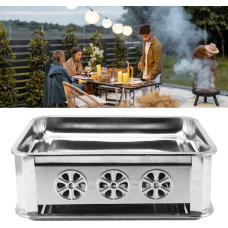 Barbecue à Alcool et Charbon Rectangulaire avec Grille Fish Stainless Steel M pour Baking Fish (2.2‑4.4lb) Taille 39x29cm Commercial Maison Ventilated (1/5)