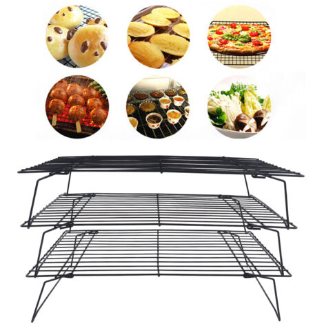 Grille de Cuisson Trèfle Métal 13 Inch (3 Pièces) Ensemble Trèfle Pliable avec Plateau en Fer Antiadhésif pour Pâtisserie et Refroidissement Biscuits (1/5)