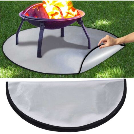 [Grill Deck Protector] Tapis anti-chaleur double face pour feu de camp et barbecue, rond diamètre 101.5cm, matériau ignifuge aluminium