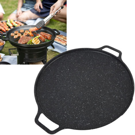 Grill Pan BBQ en Aluminium avec Revêtement Antiadhérent à Base de Pierre de Maifan, Modèle 39.5cm pour Camping et Cuisine (1/5)