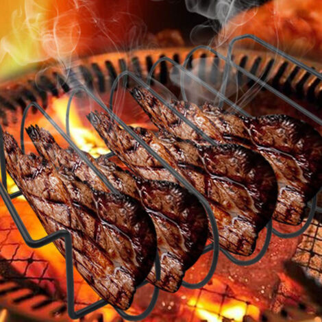 Porte-Grill BBQ à Ribs pour Barbecue, Supports à Steaks en Métal Antiadhésifs, Accessoire de Cuisson Extérieure en Fer