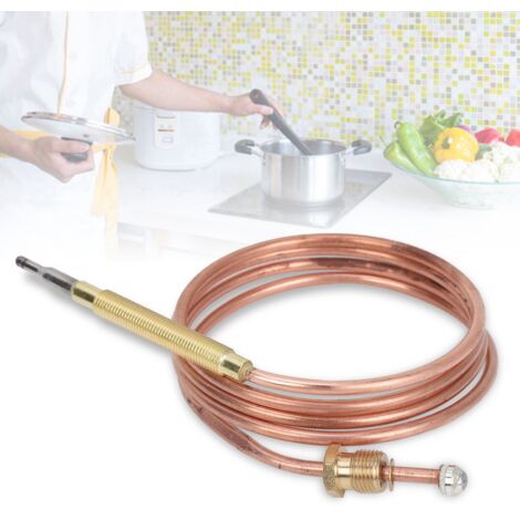Kit Thermocouple - Thermocouple Universel pour Gaz avec Adaptateurs - Kit de Remplacement pour Poêle à Gaz et Cheminée - 900mm - 5 Ecrous M6x0.75/M8x1 (1/5)