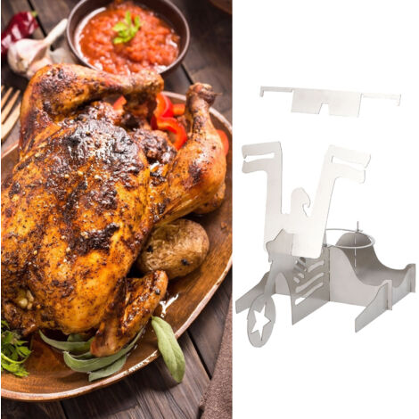 Support Grille à Poulet Portable MotorcycleShape en Acier Inoxydable [Cuisine BBQ Rôtissage] avec Support pour Canette de Bière (1/5)