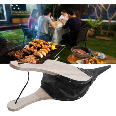 Soufflet pour Cheminée en Bois Massif et Cuir Résistant aux Hautes Températures - Soufflet à Pompe Manuel pour Feu de Camp, BBQ et Feux en Plein Air (1/5)