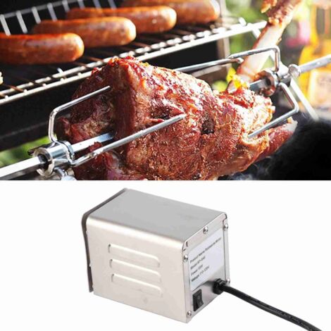 Motor Rotissoire BBQ Electrique en Acier Inoxydable - Charge Max. 30kg, Puissance 15W, Dimensions 13x9x10cm (1/5)
