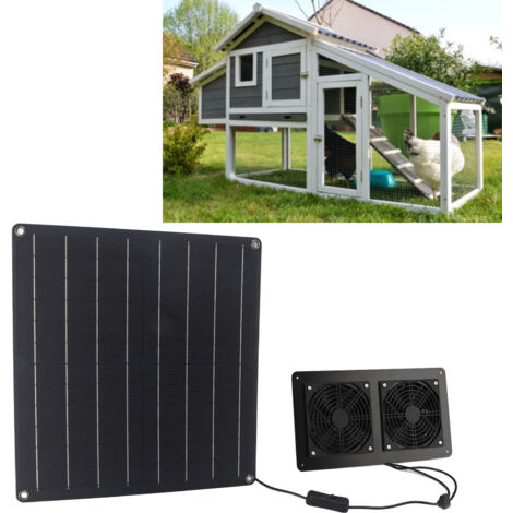 Ventilateur Exhausteur Solaire Kit 12V 20W avec Panneau Solaire et Switch Contrôle pour Poulailler, Serre, Maison Animaux - ABS, Monocrystalline, 2200 RPM±10%, 152.6CFM, Deux Ventilateurs Intégrés (1/5)