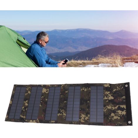 Panneau Solaire Portable 50W Monocrystalline Silicon avec Panneau 5 Sections et Sac Folding pour Camping et Urgence (1/5)