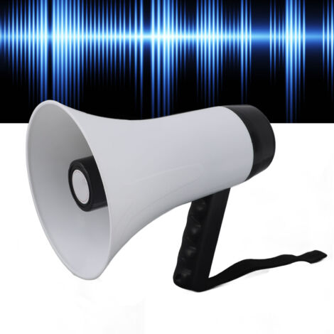 [Megaphone portable] Mégaphone bullhorn 30W, puissance élevée, fonction enregistrement 300 secondes, transmission 500mètres, batterie longue durée 10 heures/3500mAh, ABS, 485g, 200mm. (1/5)