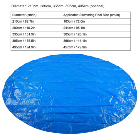 Bâche de Protection pour Piscine Ronde en PE - Imperméable, Anti-Pluie et Anti-Poussière - Diamètre 210cm - 1 Pièce (1/5)