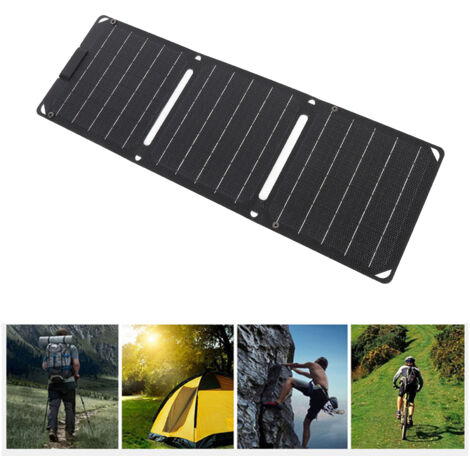 Panneau solaire portable 30W monocristallin triple-folding avec double ports TYPE-C pour ordinateurs portables tablets téléphones outdoor camping (1/5)
