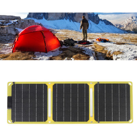 Panneau Solaire Portable 30W Monocristallin Ultra-Léger à 3 Plis avec 2 Ports Type-C pour Smartphone et Ordinateur en Fluorescent Jaune ETFE (1/5)