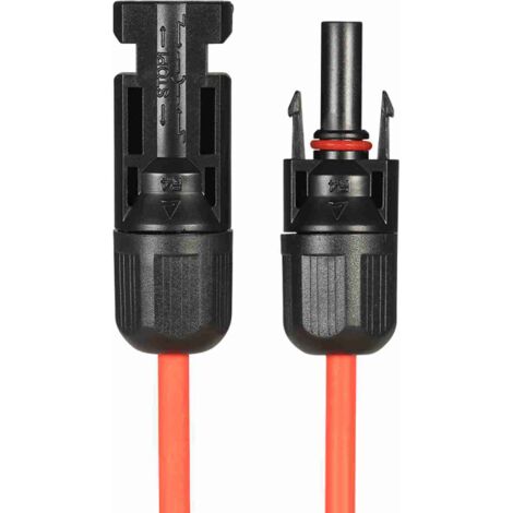 Câble d'Extension pour Panneau Solaire Câble Double Noir et Rouge 10AWG 20ft avec Connecteurs Femelle et Mâle pour Installation Extérieure Résistant UV et Corrosion 1 Paire (1/5)