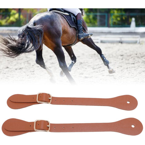 Sangles de Spur en Cuir Synthétique pour Équitation Western [Cuir de Nappa Synthétique et Rhinestone] - Longueur Adjustable 22cm - Paire - Aesthetic Cowboy Western (1/5)