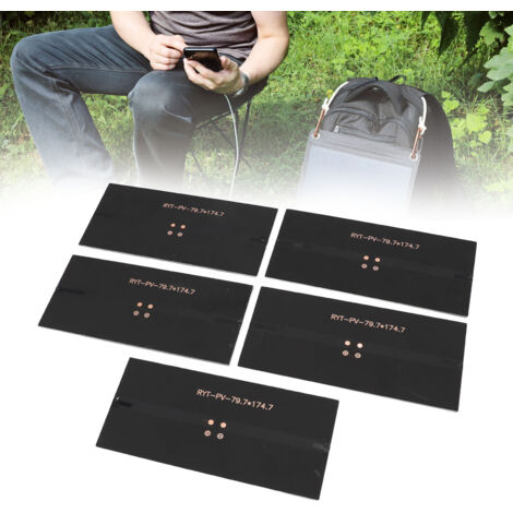 Panneau Solaire [Panneau Solaire ETFE Monocrystalline 5W] 5 Pièces Portable Panneau Chargement Solaire pour Projets Scientifiques Applications Electroniques ABS Résistant aux Intempéries (1/5)