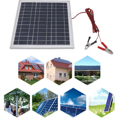 Panneau Solaire Portable 50W Cadre Aluminium Monocrystalline avec Clips Batterie DC 18V (3m Cable, 27x28cm) (1/5)