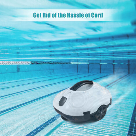 Robot de nettoyage de piscine sans fil avec sac filtration 2.58L, nettoyage automatique et parking intelligent, durée 150 min pour surfaces jusqu'à 80 m² (1/5)