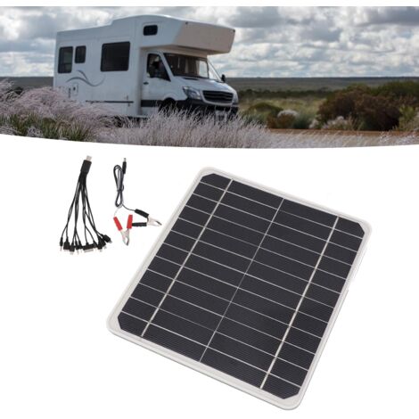 Chargeur Solaire 10W 12V pour Batterie Auto et Smartphones - Panneau Portable Monocristallin ABS avec USB Type-C et DC (1/5)