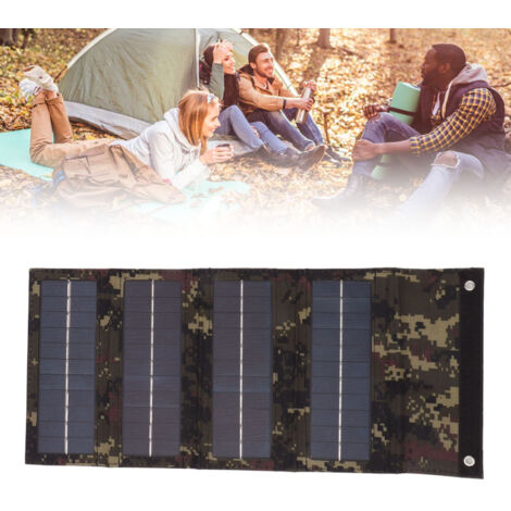 Chargeur solaire portable 40W, panneau monocristallin, design 4-fold, sac camouflage, pour camping, randonnée et charge d'urgence, inclut attaches carbine et manuel (1/5)
