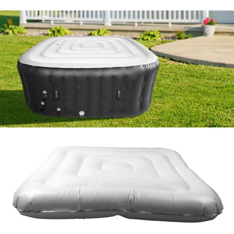 Couverture Gonflable Spa PVC 4.2ft Carré Anti-Déchets Étanche Économie d'Énergie pour Bain à Remous