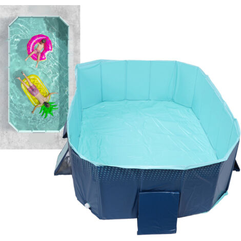 Piscine portative non gonflable renforcée 1,85 m - Foldable Pool PVC pour enfants, chiens et famille - Facile à utiliser et à transporter.