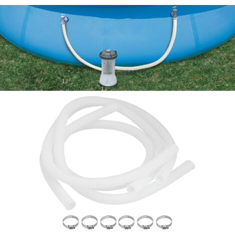 Flexible Hose in Polyethylene - 3 Hose and 6 Metal Clips, Replacement for Pressure-Resistant Swimming Pool Pump (140 cm/55.1in) (1/5)